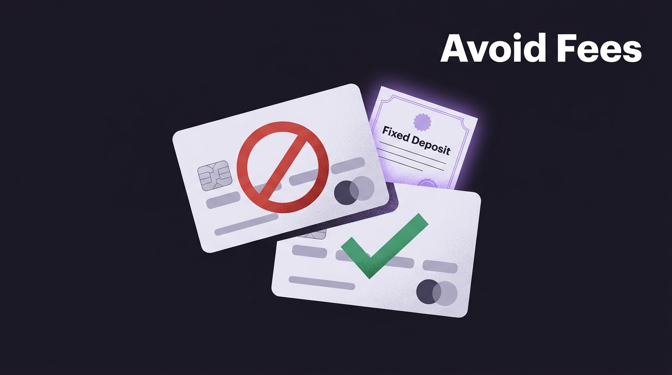 Two credit cards with symbols showing what to avoid and what to choose