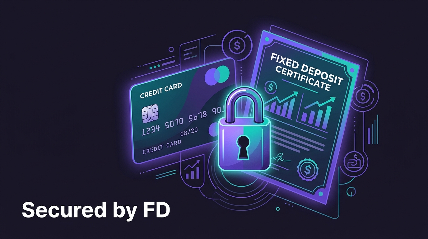 Credit card attached to a fixed deposit with a padlock