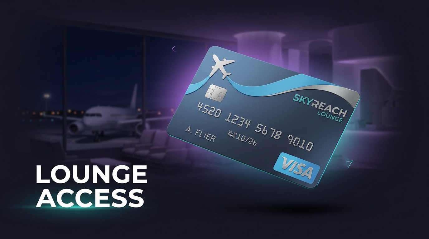 Credit card with lounge access benefit illustration