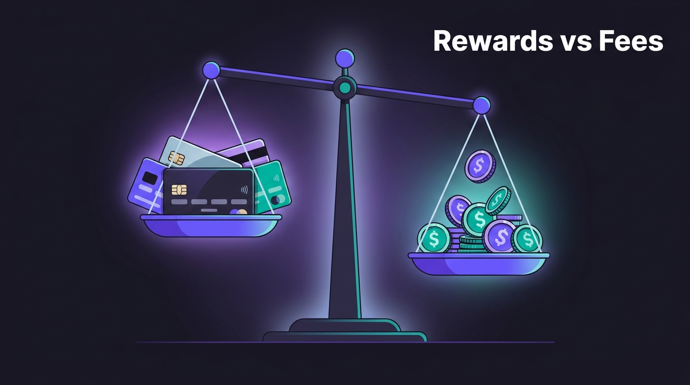 Scale weighing credit cards against cashback coins