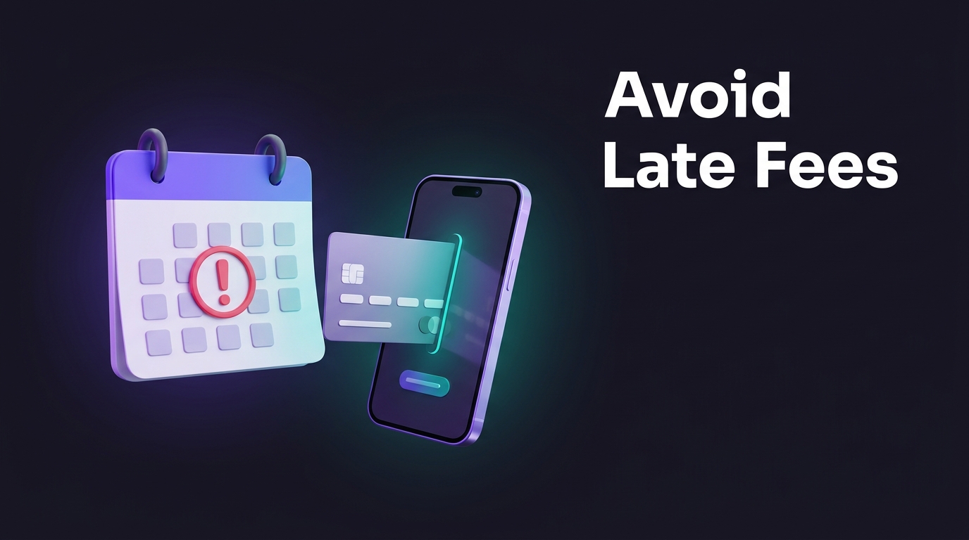Calendar with due date and credit card payment reminder to avoid late fees