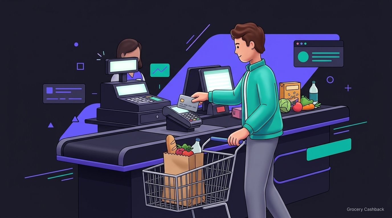 Person swiping credit card at supermarket checkout