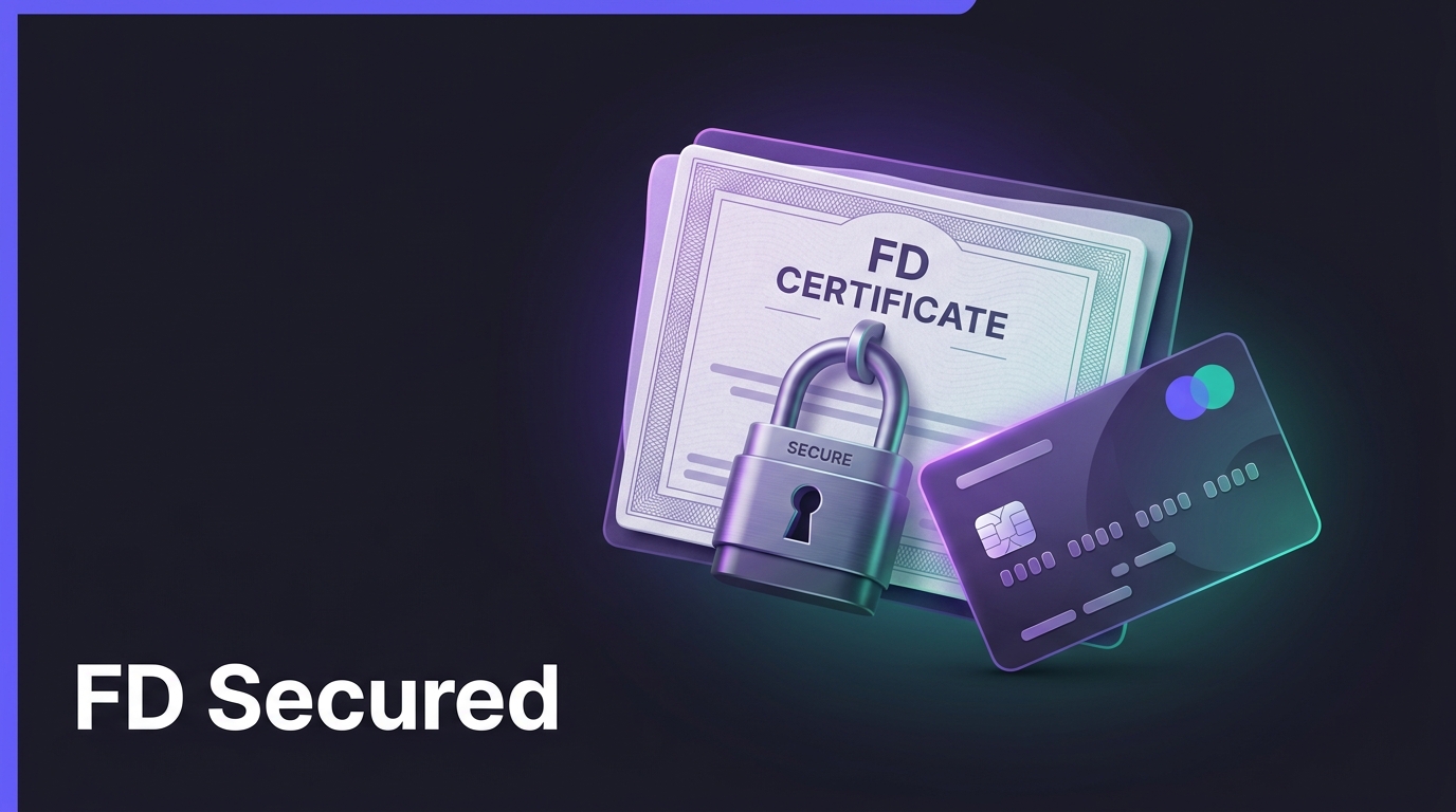 Fixed deposit certificate secured with padlock next to a credit card