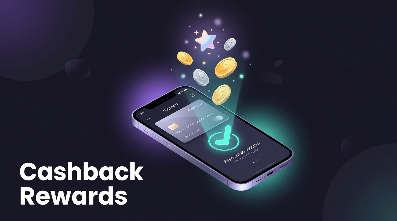 Smartphone showing a successful credit card bill payment with cashback rewards