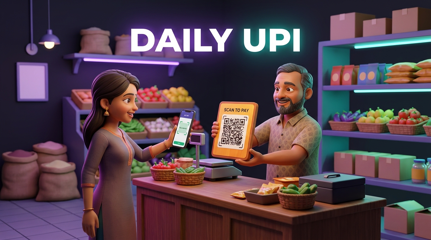 Customer paying via UPI at a grocery store