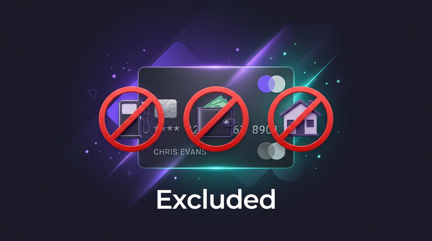 Credit card with no symbol over excluded categories