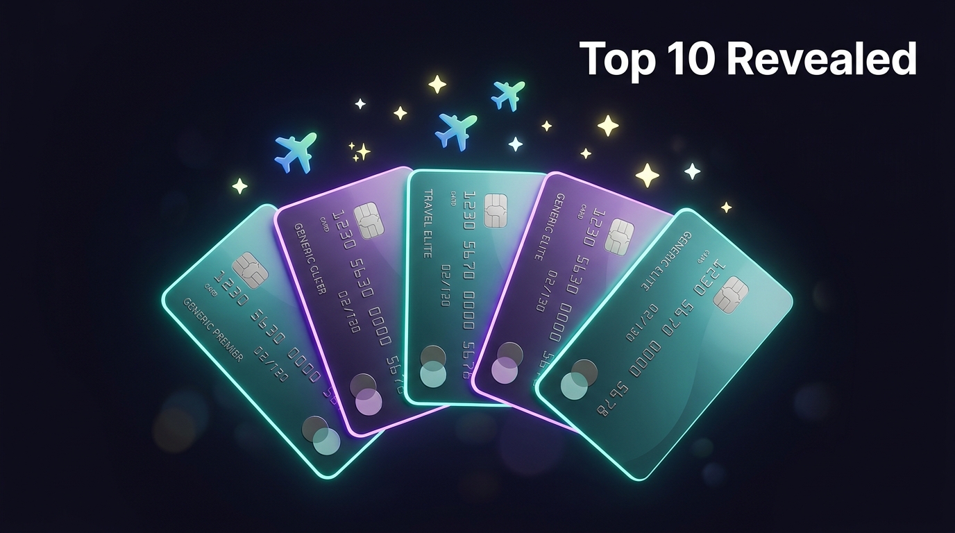Fanned credit cards revealing top picks for flight bookings
