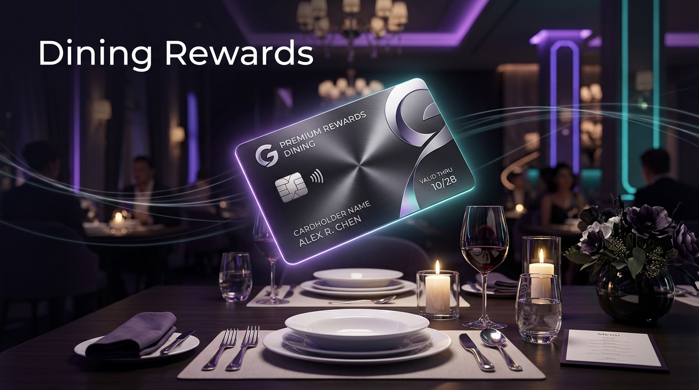 Premium credit card on a luxury dining table