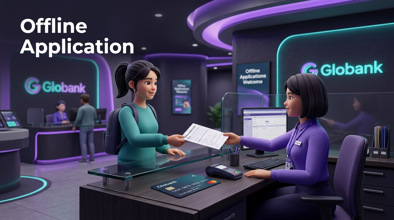 Person applying for credit card at bank branch