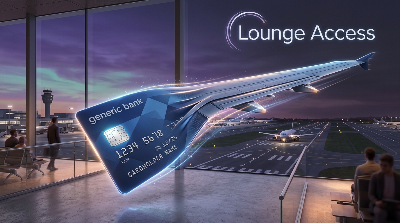 Credit card turning into airplane wing near airport runway
